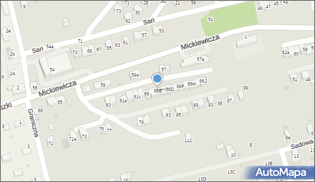 Wadowice, Mickiewicza Adama, 66B, mapa Wadowice