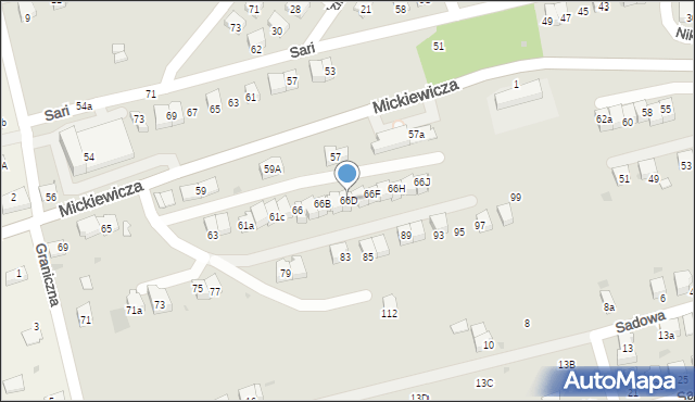 Wadowice, Mickiewicza Adama, 66D, mapa Wadowice