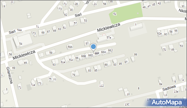 Wadowice, Mickiewicza Adama, 66E, mapa Wadowice