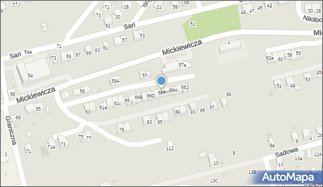 Wadowice, Mickiewicza Adama, 66F, mapa Wadowice