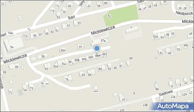 Wadowice, Mickiewicza Adama, 66H, mapa Wadowice