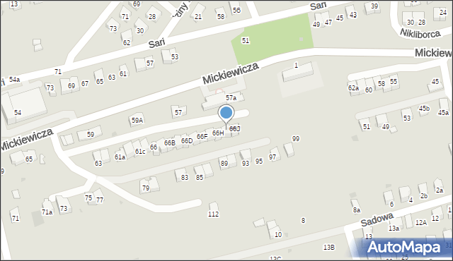 Wadowice, Mickiewicza Adama, 66I, mapa Wadowice