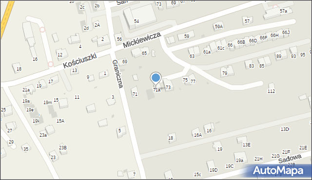 Wadowice, Mickiewicza Adama, 71a, mapa Wadowice