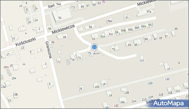 Wadowice, Mickiewicza Adama, 77, mapa Wadowice