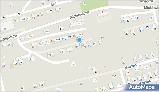 Wadowice, Mickiewicza Adama, 91, mapa Wadowice