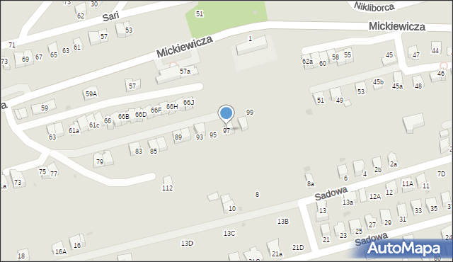 Wadowice, Mickiewicza Adama, 97, mapa Wadowice
