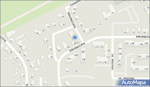 Wągrowiec, Mikołajczyka Stanisława, 62, mapa Wągrowiec