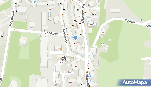 Wałbrzych, Mickiewicza Adama, 36A, mapa Wałbrzycha