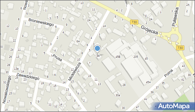 Warka, Mickiewicza Adama, 3A, mapa Warka