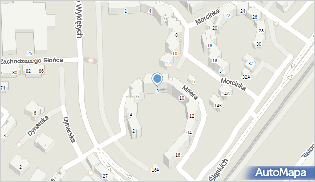 Warszawa, Millera Romualda, 8, mapa Warszawy