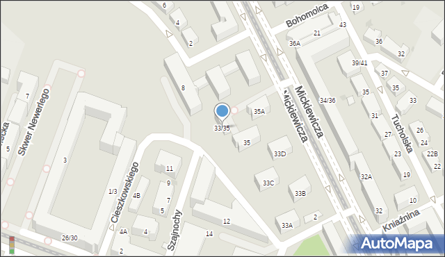 Warszawa, Mickiewicza Adama, 33/35, mapa Warszawy