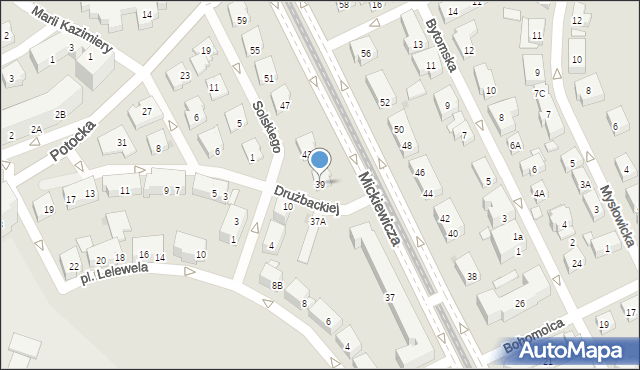 Warszawa, Mickiewicza Adama, 39, mapa Warszawy