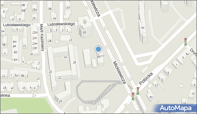 Warszawa, Mickiewicza Adama, 63, mapa Warszawy