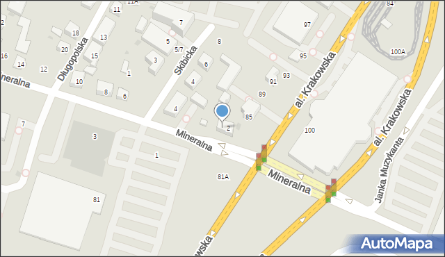 Warszawa, Mineralna, 2A, mapa Warszawy