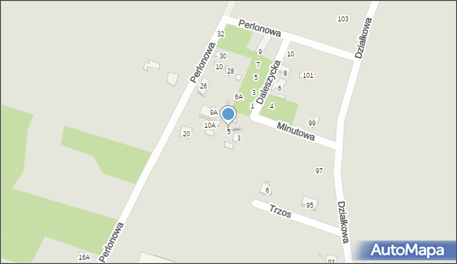 Warszawa, Minutowa, 5, mapa Warszawy