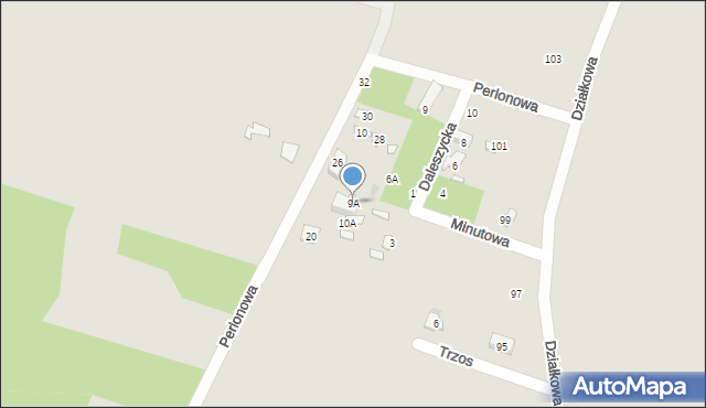 Warszawa, Minutowa, 9A, mapa Warszawy