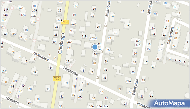 Warszawa, Milanowska, 26, mapa Warszawy
