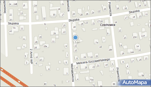 Warszawa, Michałowicza Jerzego, 12A, mapa Warszawy