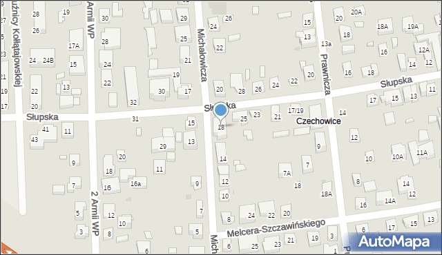 Warszawa, Michałowicza Jerzego, 18, mapa Warszawy