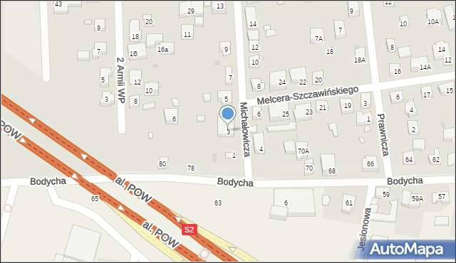 Warszawa, Michałowicza Jerzego, 3, mapa Warszawy