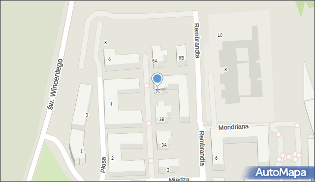 Warszawa, Miedza, 3C, mapa Warszawy
