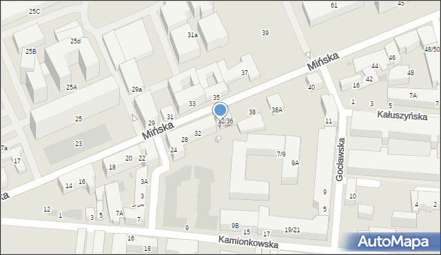 Warszawa, Mińska, 36, mapa Warszawy