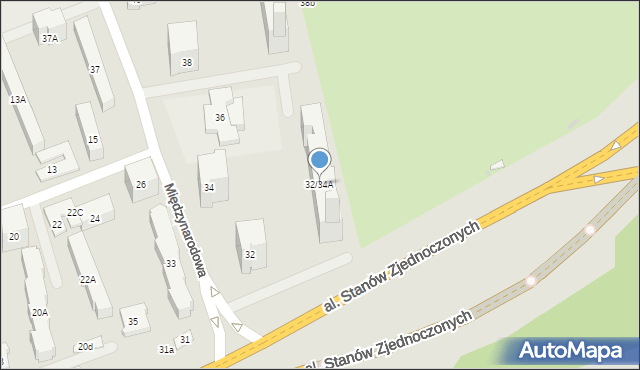Warszawa, Międzynarodowa, 32/34A, mapa Warszawy
