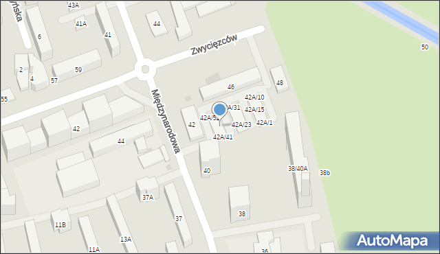 Warszawa, Międzynarodowa, 42A45, mapa Warszawy