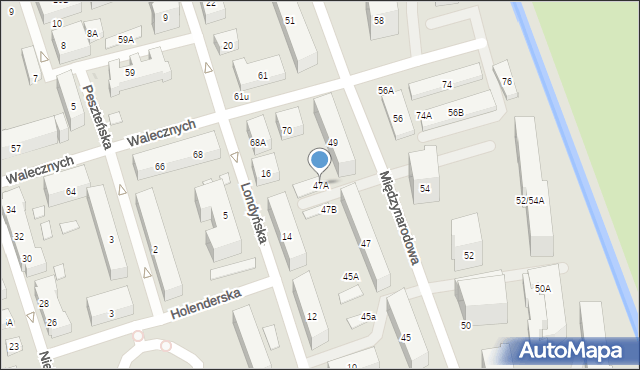Warszawa, Międzynarodowa, 47A, mapa Warszawy