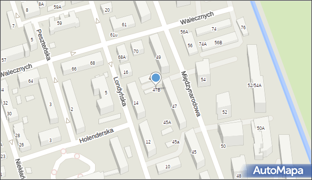 Warszawa, Międzynarodowa, 47B, mapa Warszawy