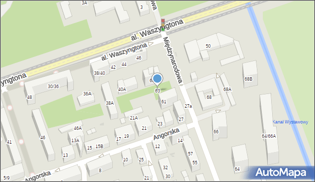 Warszawa, Międzynarodowa, 63, mapa Warszawy