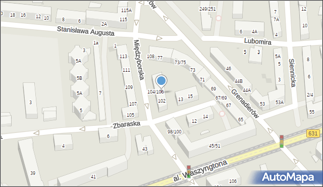 Warszawa, Międzyborska, 104, mapa Warszawy