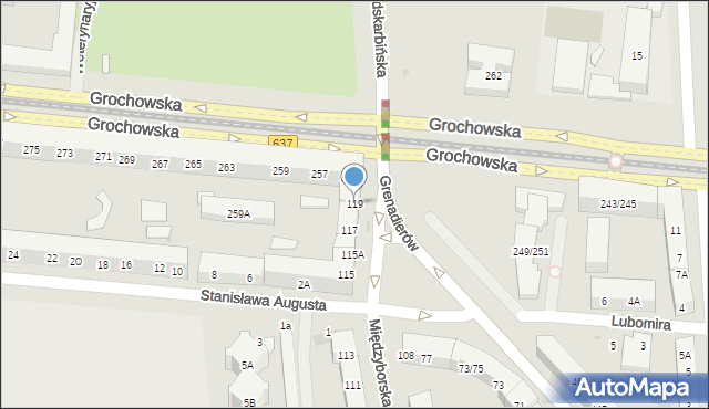 Warszawa, Międzyborska, 119, mapa Warszawy