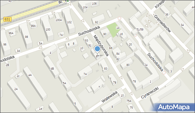 Warszawa, Międzyborska, 87, mapa Warszawy