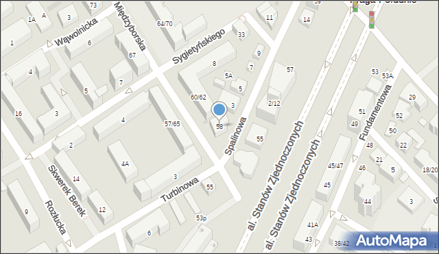 Warszawa, Międzyborska, 58, mapa Warszawy