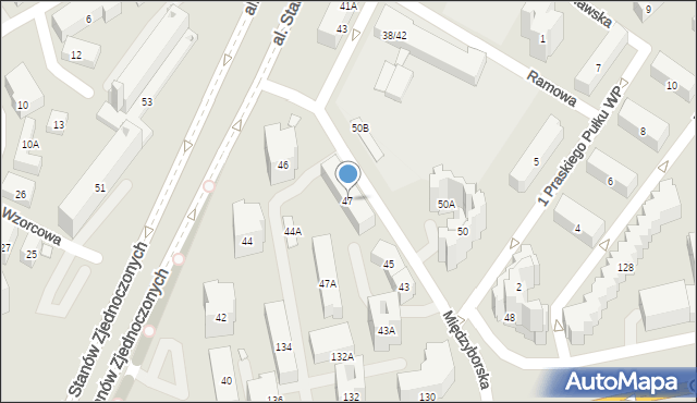 Warszawa, Międzyborska, 47, mapa Warszawy