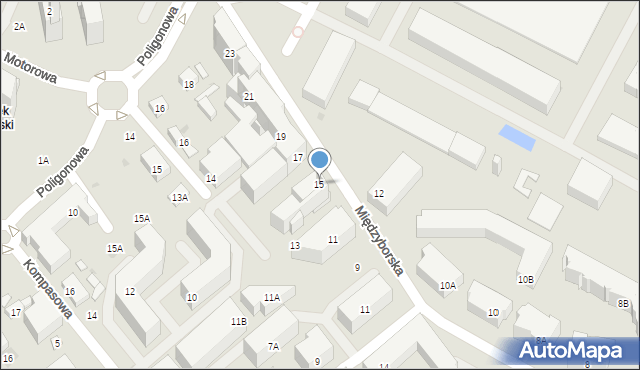 Warszawa, Międzyborska, 15, mapa Warszawy