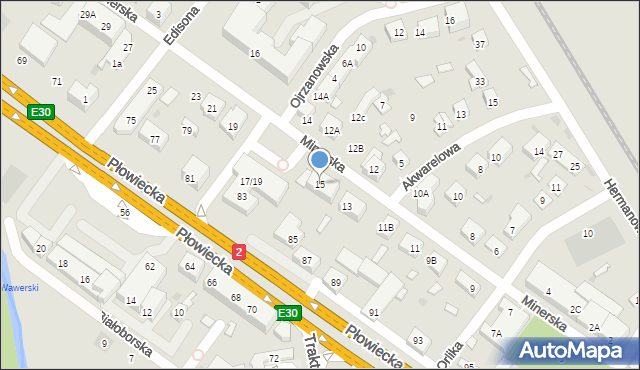 Warszawa, Minerska, 15, mapa Warszawy