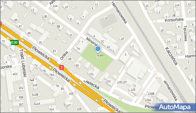 Warszawa, Minerska, 5, mapa Warszawy