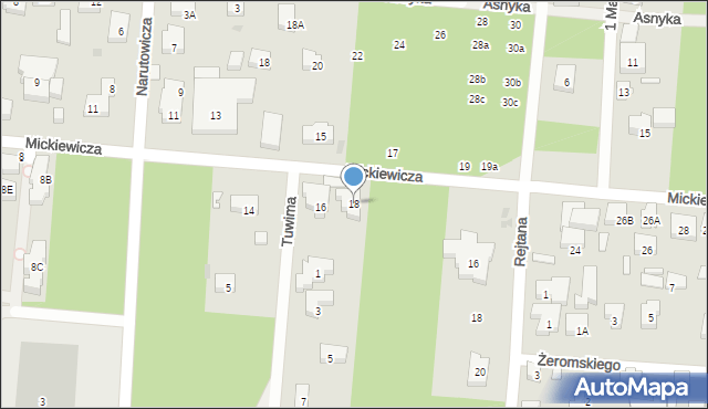 Warszawa, Mickiewicza Adama, 18, mapa Warszawy