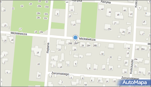 Warszawa, Mickiewicza Adama, 26A, mapa Warszawy