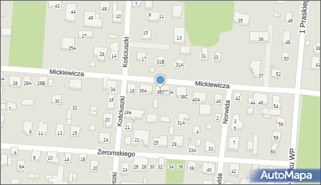 Warszawa, Mickiewicza Adama, 36C, mapa Warszawy