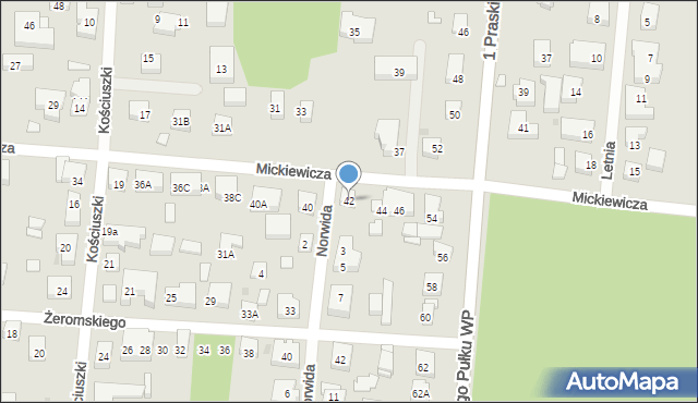 Warszawa, Mickiewicza Adama, 42, mapa Warszawy
