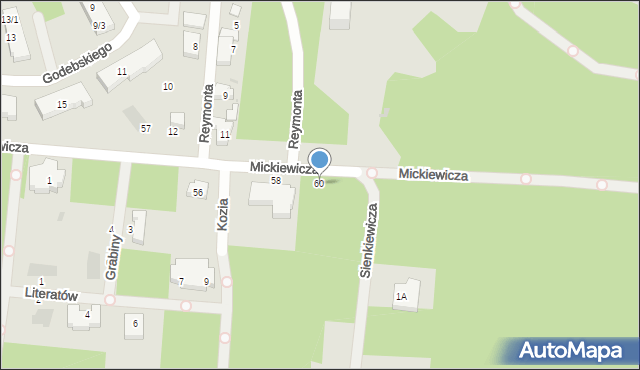 Warszawa, Mickiewicza Adama, 60, mapa Warszawy