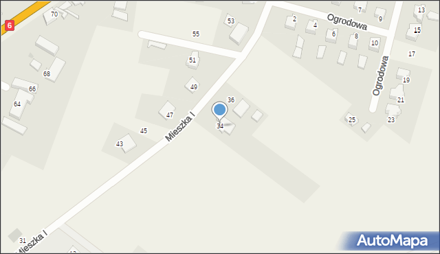 Warszkowo, Mieszka I, 34, mapa Warszkowo