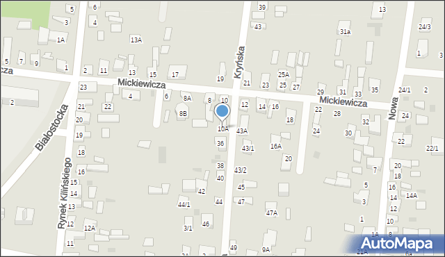 Wasilków, Mickiewicza Adama, 10A, mapa Wasilków