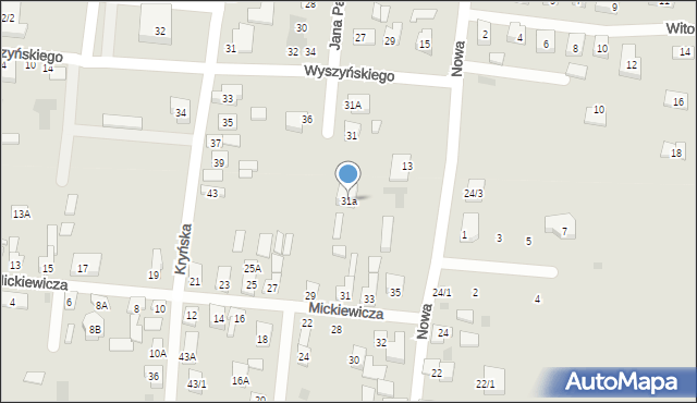 Wasilków, Mickiewicza Adama, 31a, mapa Wasilków