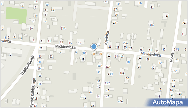 Wasilków, Mickiewicza Adama, 8, mapa Wasilków