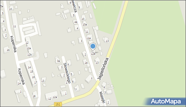 Węgorzyno, Mickiewicza Adama, 12a, mapa Węgorzyno