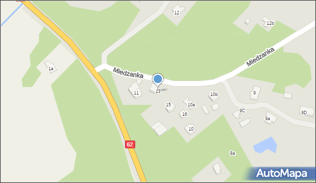 Węgrów, Miedzanka, 13, mapa Węgrów